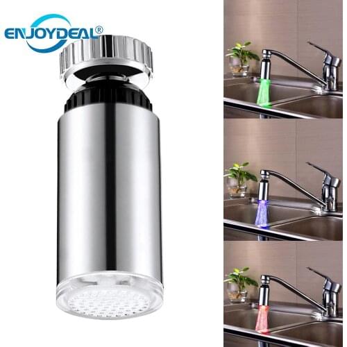 LED 3 Color Light Faucet Extender Temperature Control Water For Bathroom Kitchen Faucet Spouts Water tap Extension
