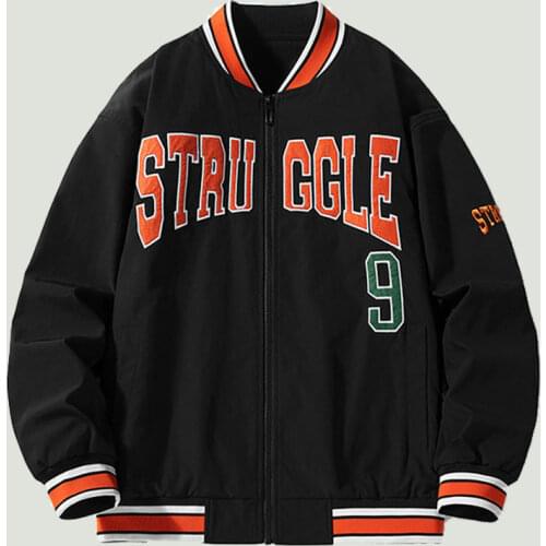 Panda embroidery patchwork Baseball leather jacket mens Harajuku Streetwear College style Casual oversized jackets Unisex caots