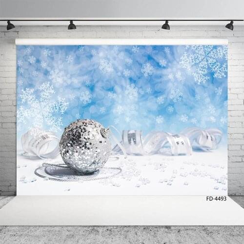 Christmas Ball Ribbon Snow Flare Photo Backdrops Vinyl Background for Baby Children Family Party Photobooth Photography Props