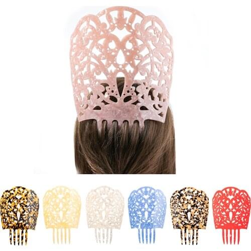 Vintage High Hair Combs Colorful Acetate Hair Accessories Faux Tortoise shell Hair clips Flamenco Headdresses Women jewelry gift