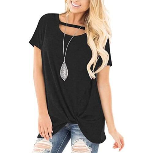 Womens Casual O-Neck T-Shirt Pullover Slim Solid Short Sleeve T-Shirt Tops