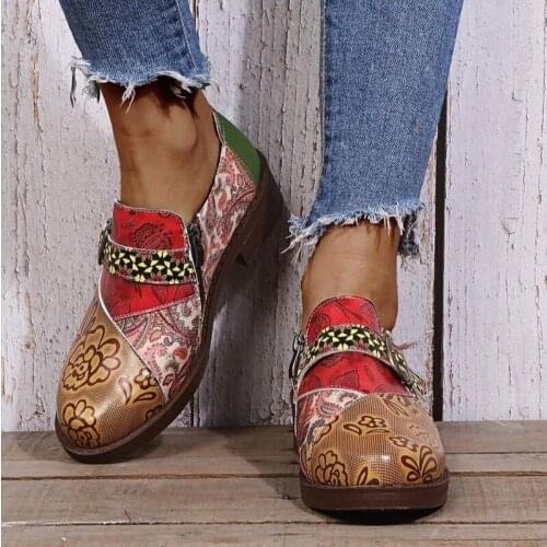 Women Retro Bohemian Flats Shoes Genuine Leather Lace-up Oxford Vintage Casual Sneakers 2021 New Summer Spring Ladies Shoes Hot