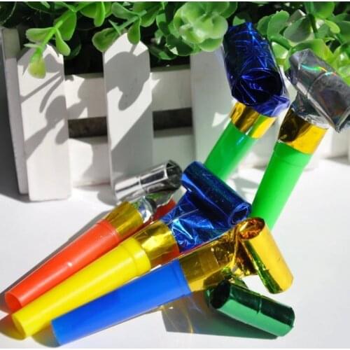 10pcs/lot Novelty Blowouts Long Whistle Colorful Blowing Dragon Noise Makers Party Birthday Show Decoration Dropship