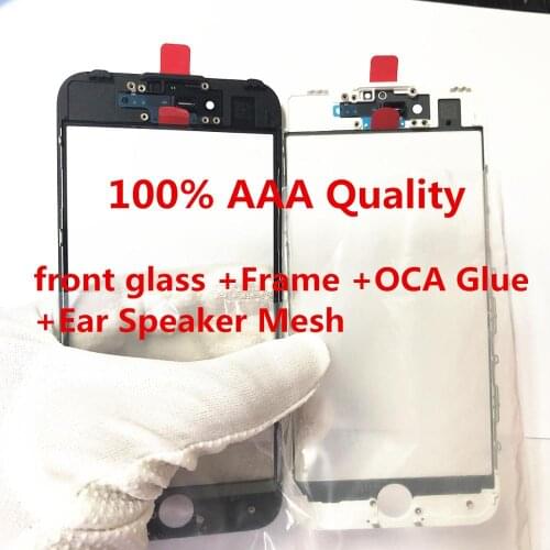 10pcs Original High cleanliness Front Glass+Bezel+OCA For iPhone 8 7 6 6s plus 6P 6SP screen Frame OCA Glue+Ear Speaker Mesh