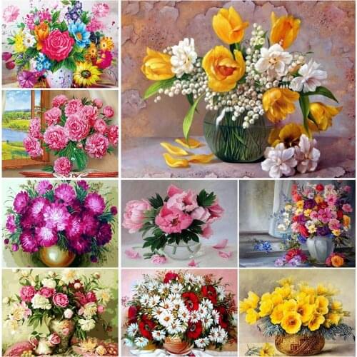 5D DIY Diamond Painting Flowers Cross Stitch Kits Diamond Mosaic Art Picture of Rhinestones Decor Full Diamond Embroidery Flower