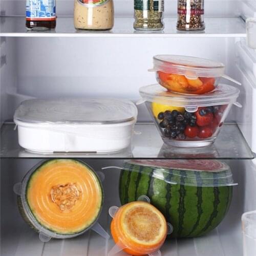 6PCS/Set Universal Silicone Lid Stretch easy silicon Cover kitchen Pan Silicone Cover lids Pan Spill Lid Stopper Home Bowl Cover