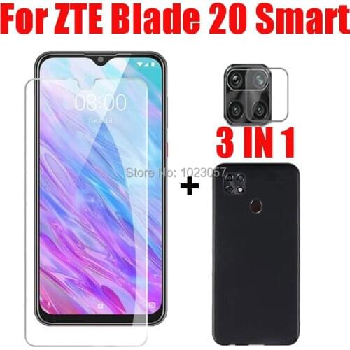 3-in-1 Case + Camera Tempered Glass On For ZTE Blade 20 ScreenProtector Glass For ZTE Blade 20 Smart 2019 3D Glass