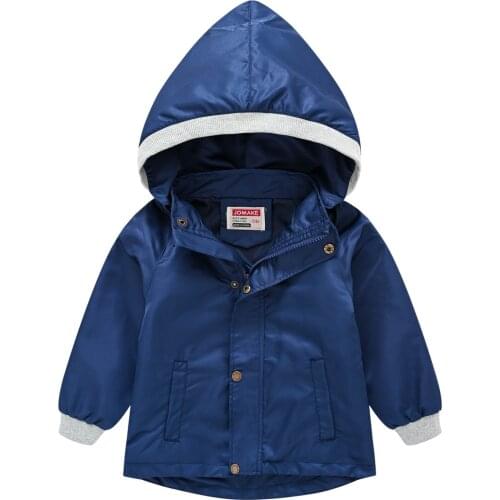 Children Outerwear Coat Baby Pure Color Autumn Childrens Windbreaker Hat Detachable Cute Western Style Kids Outerwear Jacket