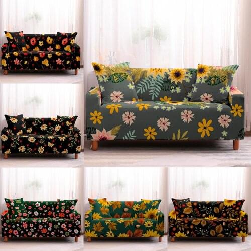 Flower Pattern Elastic Slipcovers Sofa Universal Sofa Cover Stretch Sectional Couch Cover Sunflower Sofa Cover For Living Room
