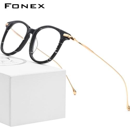 FONEX Titanium Optical Glasses Frame Men New Fashion Vintage Square Prescription Eyeglasses Women Myopia Spectacle Eyewear 854