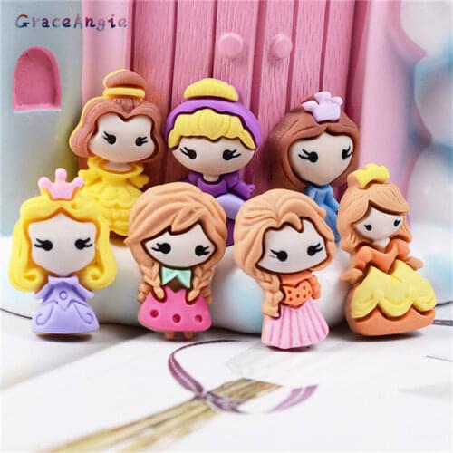 GraceAngie 10pcs/lot Cartoon Cute Little Princess Charms Mix Type Resin DIY Decor Handmade Crafts Accessories Kid toy Ornament