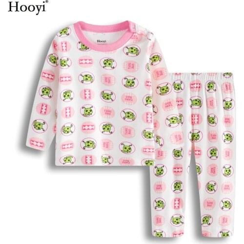 Hooyi Worm Baby Girl Clothes Sets Fashion Babies Pajamas Clothing Suit Infant T-Shirt Trouser Suit Sleepwear 100% Cotton Pyjamas