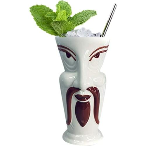 Ceramic Wine Cup Tiki Cup-Stoneware Handmade Beer Cocktail Glass Retro Hawaiian Hawaiian Creative Bar Supplies Bar Wine Glass