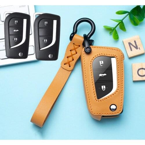 Leather Car Key Case Cover for Toyota Auris Corolla Avensis Verso Yaris Aygo Scion TC IM 2015 2016 Accessories Covers