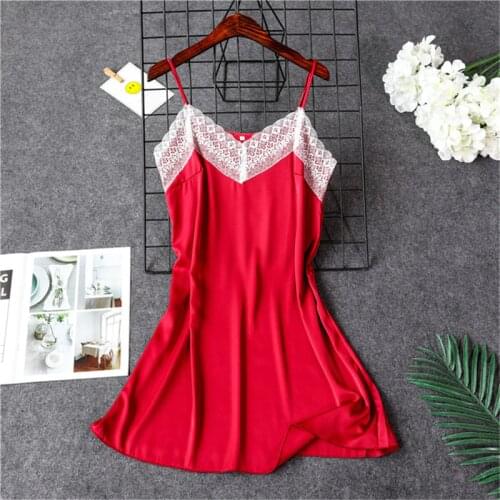 Red nightdress home service female summer lace suspender skirt sexy and attractive thin section nightdress одежда для дома