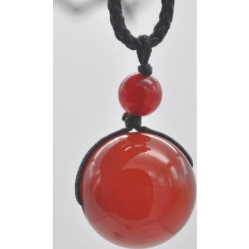Red Carnelian Round Stone Adjustable Nylon Rope Braid Necklace Jewelry For Woman Gift F437