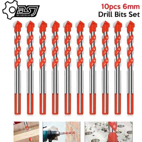 10pcs 6mm Multifunction Drill Bits Set Ceramic Wall Tile Marble Glass Punching Hole Saw Drilling Bits Working For Power Tools