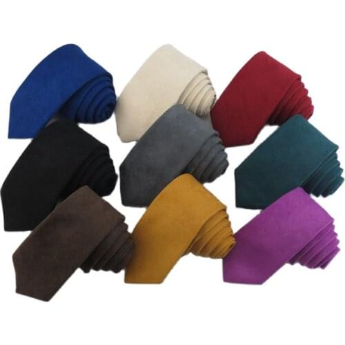 Fashion Brand Solid Skinny Ties For Men Popular Suede Mens Formal Ties Cravat Neckties For Wedding Gift Clothing Accessories