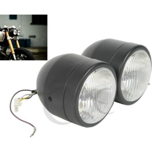 Motorcycle Black/Chrome Dual Headlight For Street Fighter Dual Sport Dirt Bikes Naked Cafe Racer New Motorbike