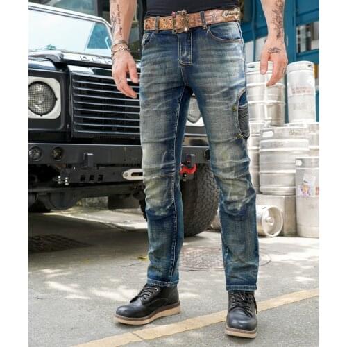 UGLYBROS UB028 Retro Vintage Orange Black Jeans Motorcycle Pants Protection moto Jeans Mens Cycling Pants