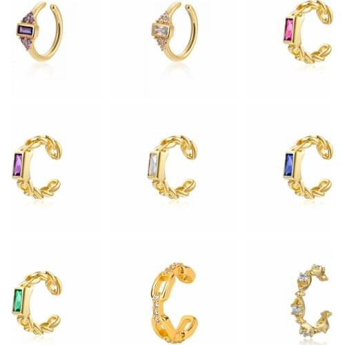 Prevent Allergies 925 Silver 1pc Minimalist Ladies Zirconia Ear Clips No piercings can be worn Fashion Jewelry Birthday Gifts