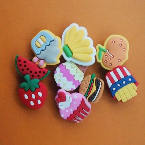 New 1 Piece Of Cute Fruit Flower Shoes Charm Banana Strawberry Cake Shoe Accessories Boy Girl Kid Gift Decoration