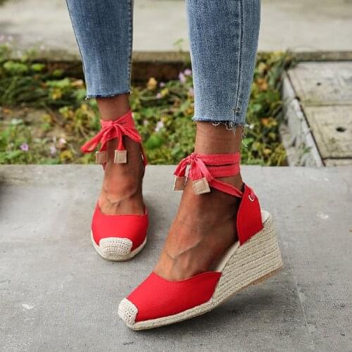 New 2021 Women Sandals Summer Wedge Shoes Buckle Fashion Casual Lace Up Women Shoes Beach Ladies Sandals Sandalias De Mujer