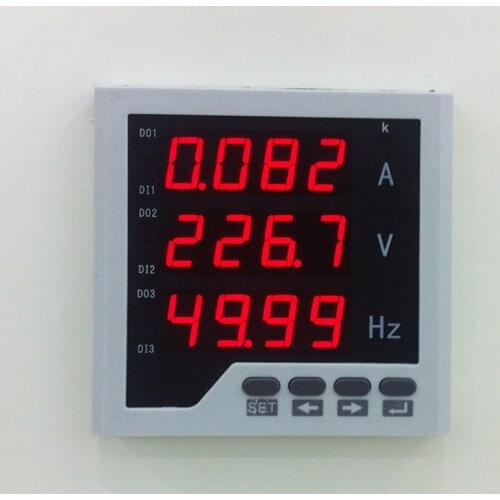 Flame retardant AC A & V & Hz combination meter AC0-450V,AC0-5A,50Hz ampere voltage frequency digital panel meter with RS485