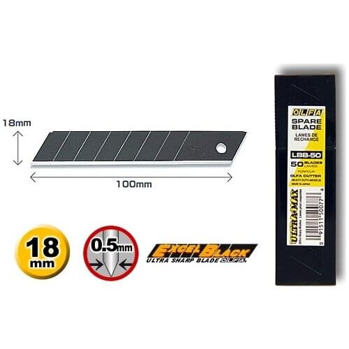 OLFA Blade Black Type 18mm LBB-10 LBB-50 PL-1 L-1 L-2 L-3 OL FL CL ML SL-1 EXL XL-2 BN-L BN-AL NOL-1 NL-AL