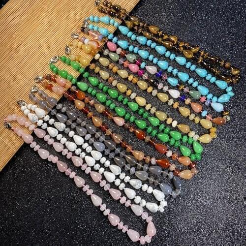 Hot Selling Natural Stone Necklace Abacus Shaped 5x8mm Water Drop 10x14mm Necklace-DIY Stone Necklace for Women