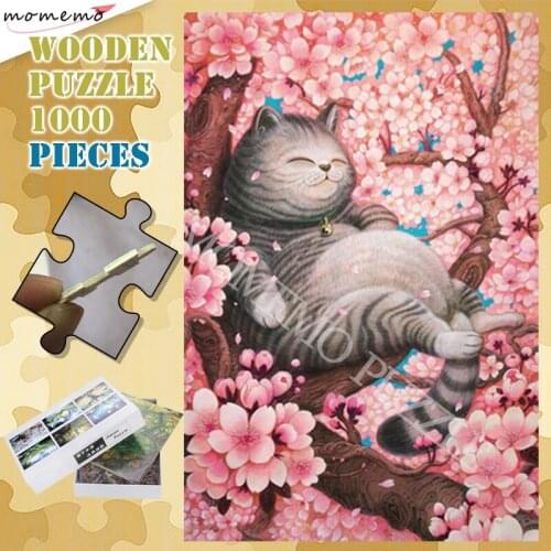 Jigsaw Puzzles 300 500 1000 Pieces Wooden Puzzle Toys Cat Pattern Cartoon Animal Puzzle Games for Adults Kids Assembling Toys