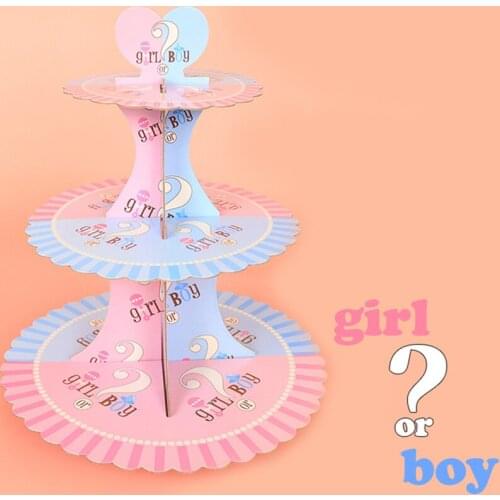 Hot Boy or Girl Cupcake Stand 3 Tier cake Holder Paper Pink Blue for Gender Reveal Party Decorations Cake Decorating Supplies