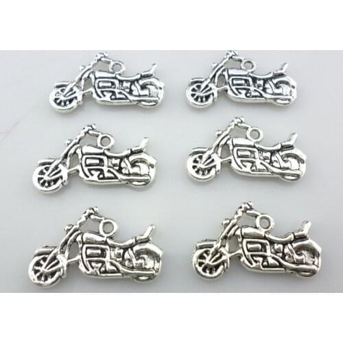 24pcs Tibetan Silver/Bronze Motorcycle Charms Pendants 14x24mm Jewelry Findings