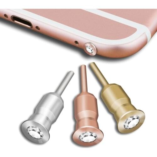 Siancs 3.5mm Jack Headphone Port Dust Plug Diamond Mobile Phone Earphone Stopper Metal Headset Cover for iPhone 5 6 Tablet PC