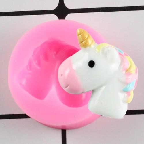 3D Unicorn Silicone Mold Baby Birthday Cake Border Fondant Cake Decorating Tools Chocolate Cookie Baking Candy Clay Resin Molds