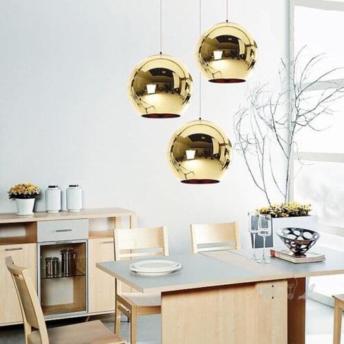 Glass Ball Mirror Pendant Lights Electroplated Hanging Lamp fixture Deco Loft Kitchen Hanging Light Living Room Cafe Luminaries