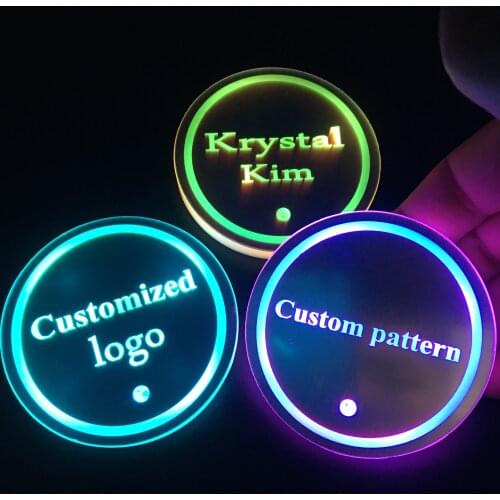LED Car Cup Drink Stand Logo Lights For Hyundai Toyota Kia For Ford For BMW For Audi USB Charging Lamp For Mazda Water Cup Led
