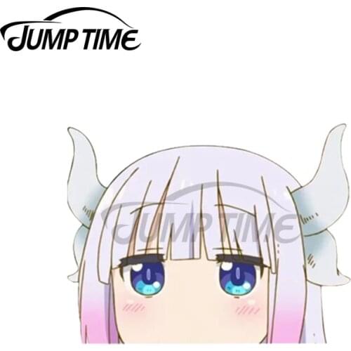 Jump Time 13 x 0cm For Kanna Kamui Peeker Kobayashi Cute Car Stickers Windshield Bumper Decal Creative Waterproof Decor