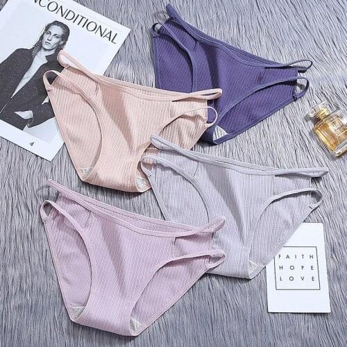 Sexy Women Briefs Low-waist Female Panties Lingerie Cotton Briefs for Girls Seamless Panty Underpants Solid Color Underwear