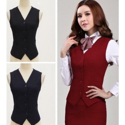 Woman Suit Vest Dress Waistcoat Slim Button Vest Casual Sleeveless Coat HOT