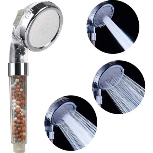 Zloog 3 modes Bathroom Shower Head High Pressure Saving Water Anion Filter Shower SPA Nozzle Pure ShowerHead