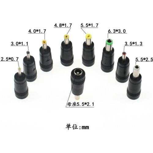 1pcs 5.5x2.1mm to 6.3/4.8/4.0/3.5/3.0/2.5mm Male Jack connector For DC Plugs AC Power Adapter Computer Cables Connectors