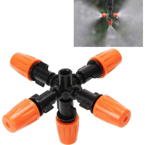 1PCS Fogger Water Spray Sprinkler Automatic 360 Rotating Garden Water Sprinklers Lawn Irrigation 5 Nozzles Garden Pipe Hose