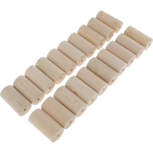 20x Natural Solid Wooden Bead Cylinder Unfinished Tube Bead DIY Crafts Decor