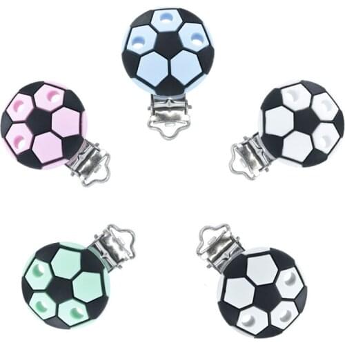 3Pcs Baby Pacifer Clips round football Shape Perle Silicone Teether Clip DIY Baby Dummy Chain Nipple Holder rodent Nursing
