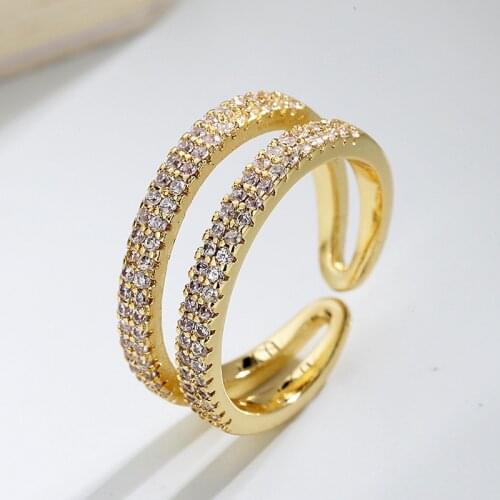 5 Pcs Pave zircon Adjustbale index finger ring double row brick ring female Fashion Zircon jewelry rings women jewelry gift