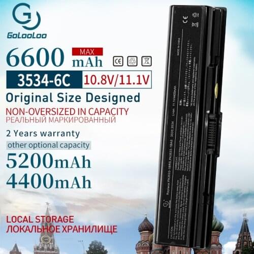 6CELL 11.1V New laptop battery For Toshiba pa3534 pa3534u PA3534U-1BAS PA3534U-1BRS Satellite A300 A500 L200 L300 L500 L550 L555