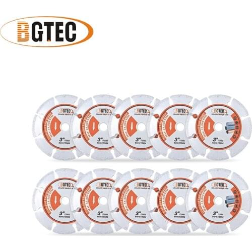 BGTEC 10pc 3" Vacuum Brazed Diamond Metal Cutting Disc, 75mm Diamond Cut-off Wheel Blade for cutrebar,steel pipes
