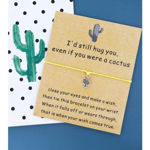 Even If You're A Cactus Wish Bracelet Cactus Pendant Friendship String Bracelet Cactus Jewelry Best Friend Incentive Gift