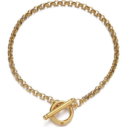 Stainless Steel Round Chain OT Toggle Anklet Foot Chain For Women Summer Yoga Beach Leg Chain Anklets Jewelry Accessories